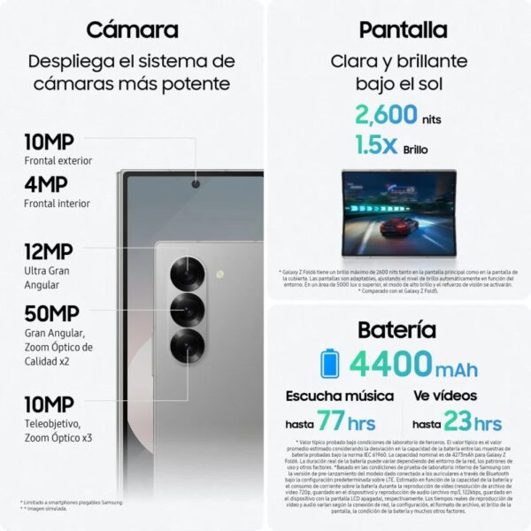 Samsung Galaxy Z Fold6 cámaras y batería